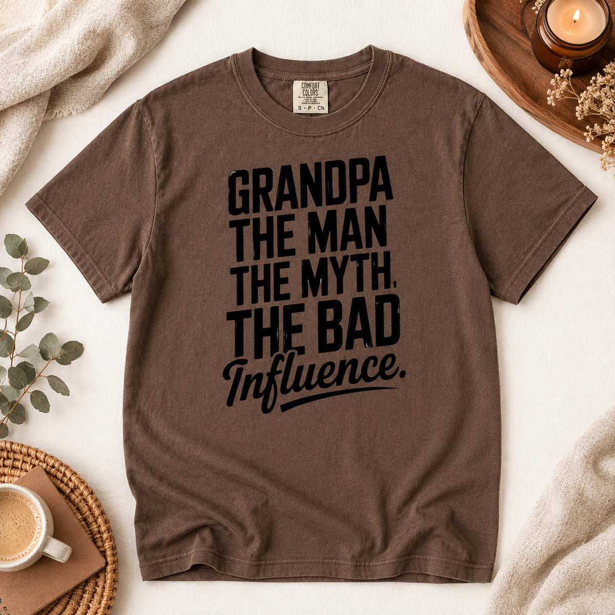 Grandpa Shirt, Funny Grandpa Gift, Grandpa The Man The Myth The Bad Influence T-Shirt, Comfort Colors Tee, Gift for Grandfather