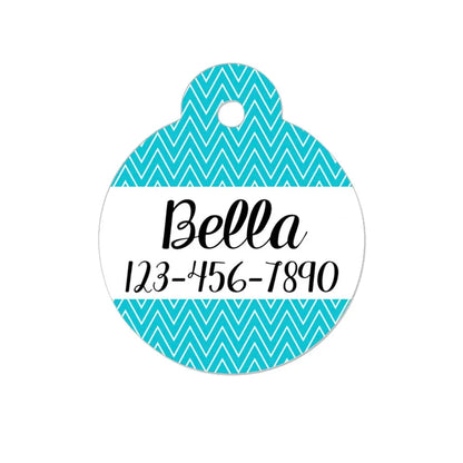 Personalized Cat ID Tag - Personalized Cat Name Tag - Custom Cat ID Tag - Chevron Name Tag - Cat ID Tag - Cat Collar Name Tag - Turquoise