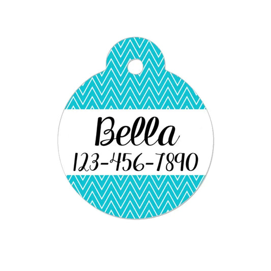 Personalized Cat ID Tag - Personalized Cat Name Tag - Custom Cat ID Tag - Chevron Name Tag - Cat ID Tag - Cat Collar Name Tag - Turquoise