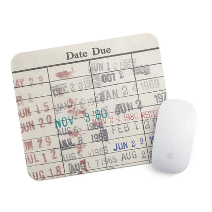 Book Lover Gift - Library Checkout Card Mouse Pad - Computer mousepad gift for readers library vintage due date book card