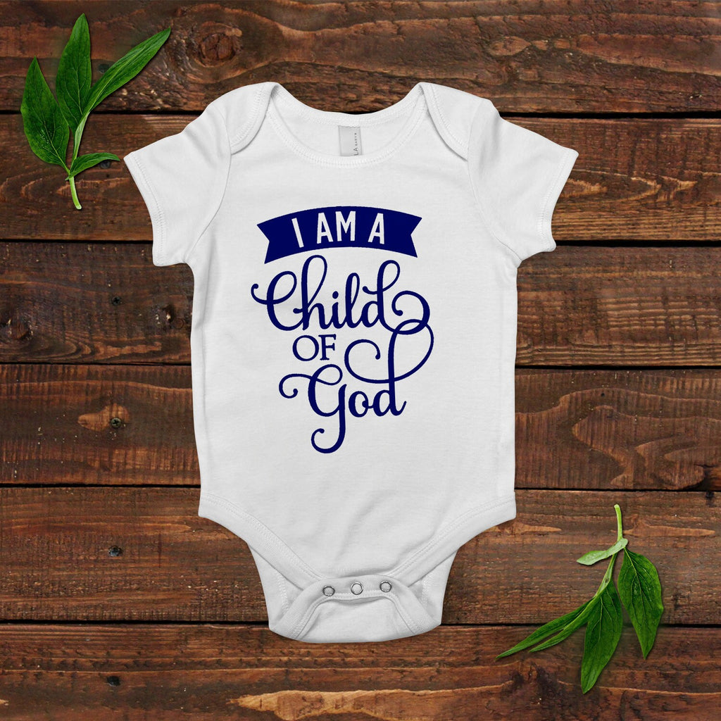 Baby Boy Bodysuit - Blue Baby Shirt - I am a child of God - Newborn Baby Boy Gift