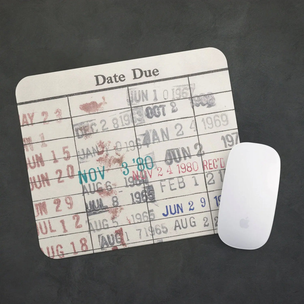 Book Lover Gift - Library Checkout Card Mouse Pad - Computer mousepad gift for readers library vintage due date book card
