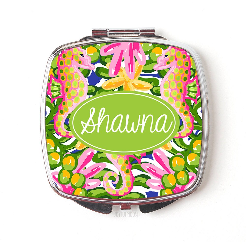 Tropical Personalized Compact Mirror - Custom Cosmetic Mirror for Purse or Pocket - Christmas Gifts for Her