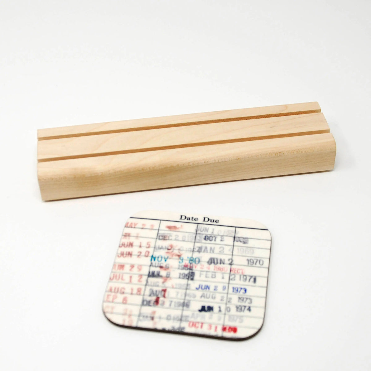 Library Card Coaster - Librarian Gift Set of Coasters - Reading Reader Book - Vintage Library Due Date Card