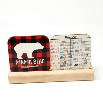 Library Card Coaster - Librarian Gift Set of Coasters - Reading Reader Book - Vintage Library Due Date Card