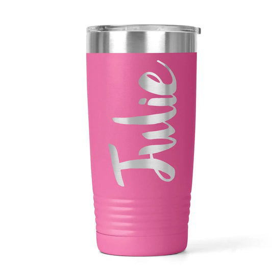 Personalized Insulated Powder Coated Tumbler - Pink White or Black Bridesmaids Gifts
