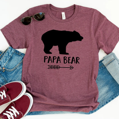 Papa Bear Shirt - Gray Mens Tee - Papa Bear Tshirt for Father's Day