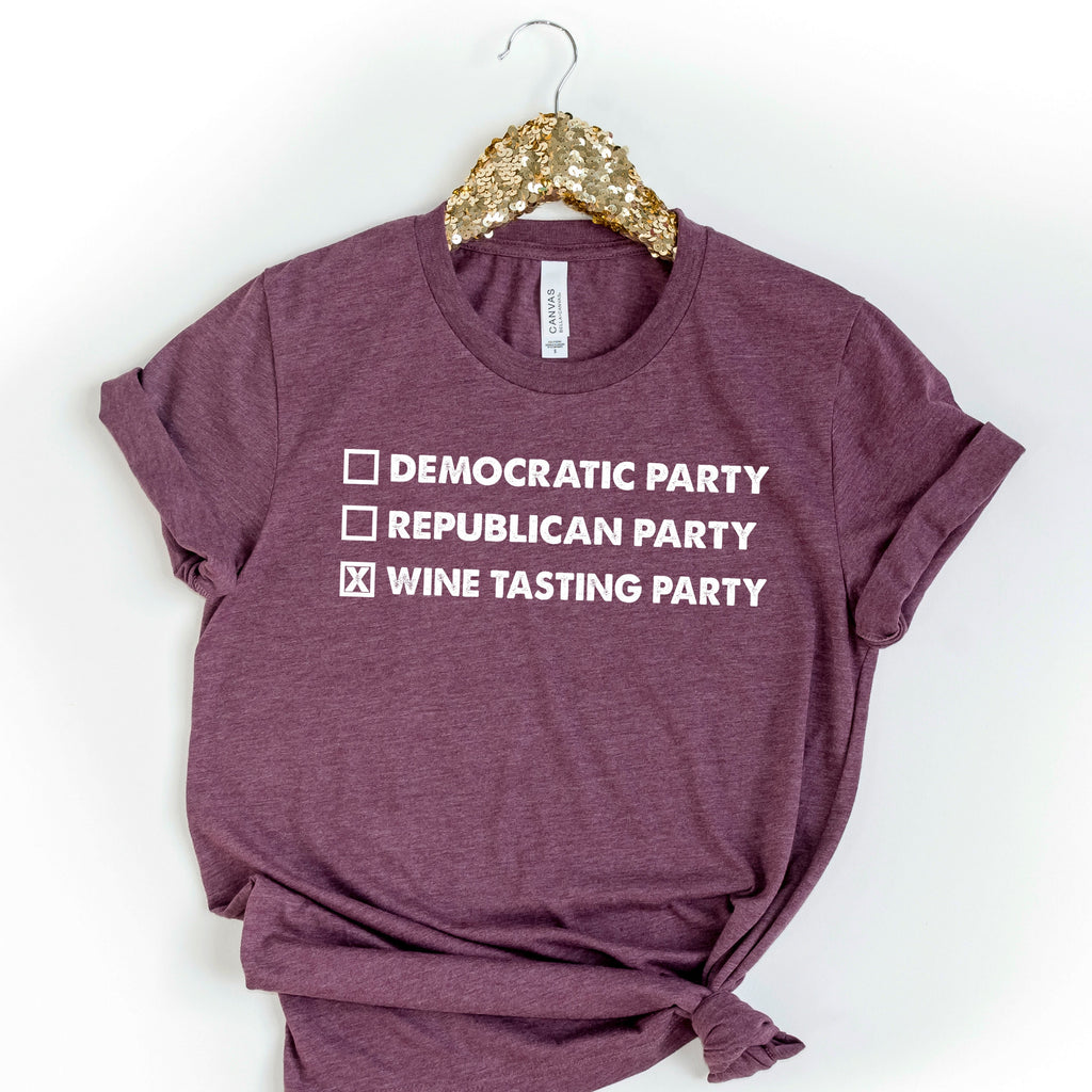 Funny Political Shirt, 2024 Election Tshirt, Democratic Republican Party Cocktail Pizza Wine Tasting Beer