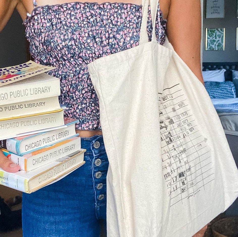 Library Canvas Tote Bag - Reusable Grocery Bag for Book Lover - Literary Tote