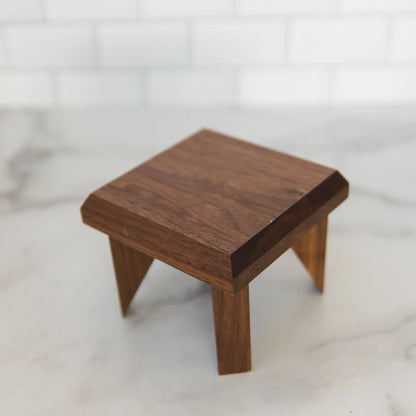 Geometric Plant Stand Oak Wood, Walnut Wood Display Stand