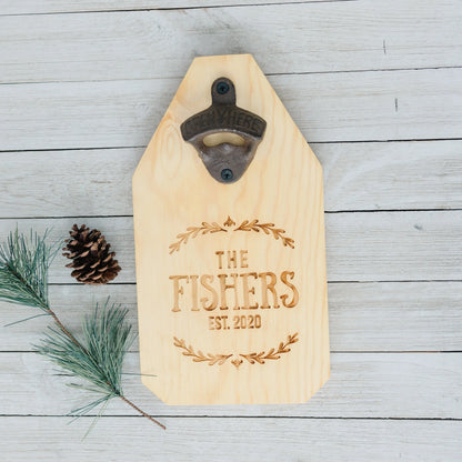 Wedding Gift, Personalized Beer Bottle Opener Wood Sign, Custom Wedding Gift for the Couple