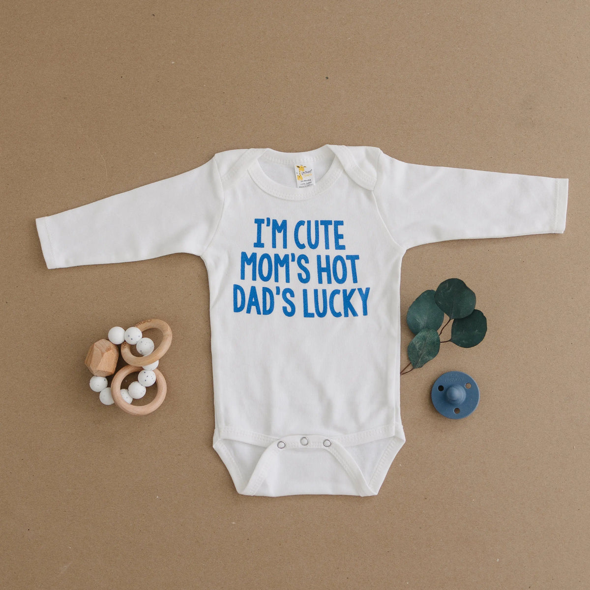 Funny Baby Boy Shirt - Newborn Baby Boy Gift - New Baby Boy Blue Clothing - Cute Hot Lucky