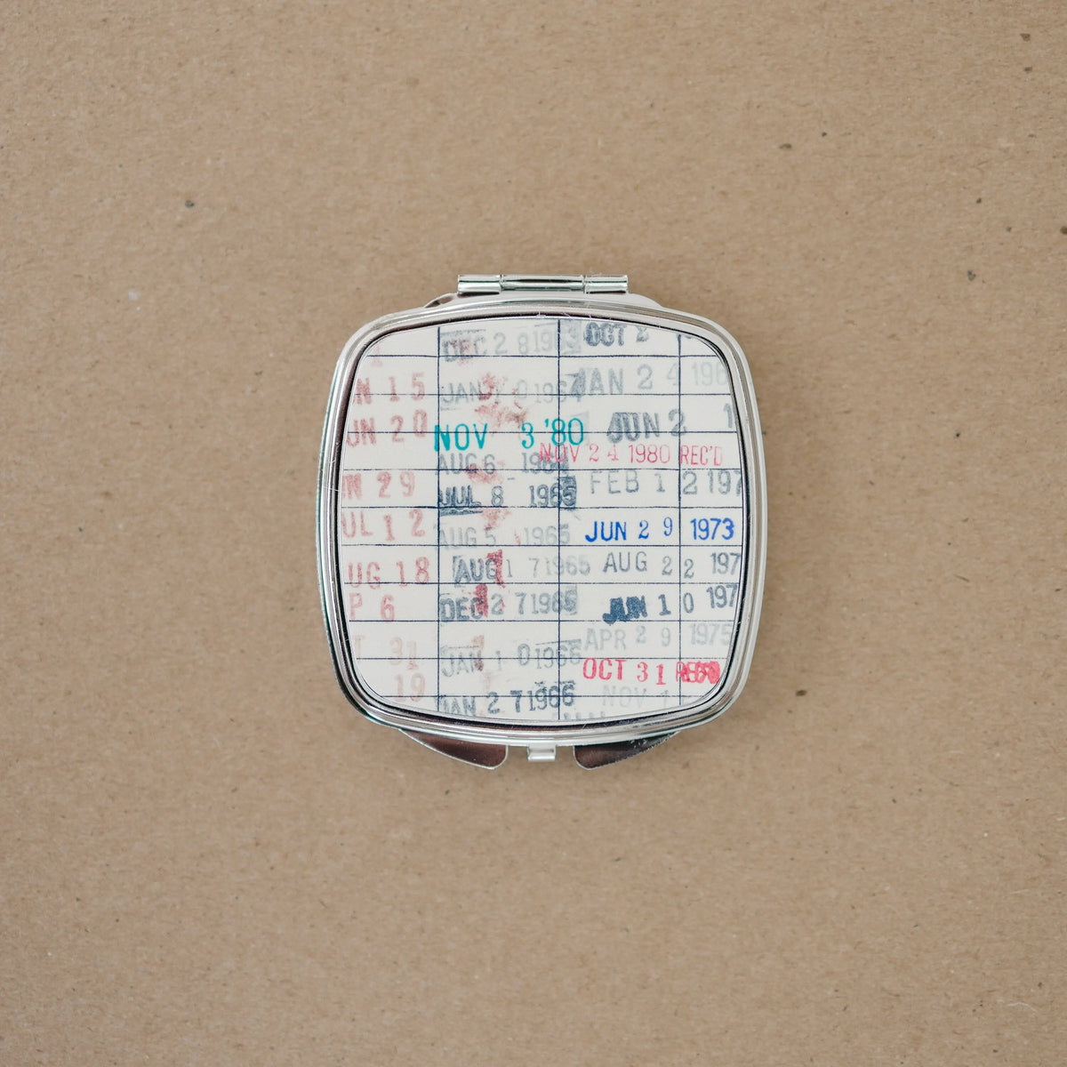 Vintage Library Card Compact Purse Mirror - Christmas Gift For Readers, Teachers, Librarians - Library Book Due Date