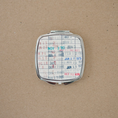Vintage Library Card Compact Purse Mirror - Christmas Gift For Readers, Teachers, Librarians - Library Book Due Date