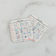 Library Card Coaster - Librarian Gift Set of Coasters - Reading Reader Book - Vintage Library Due Date Card