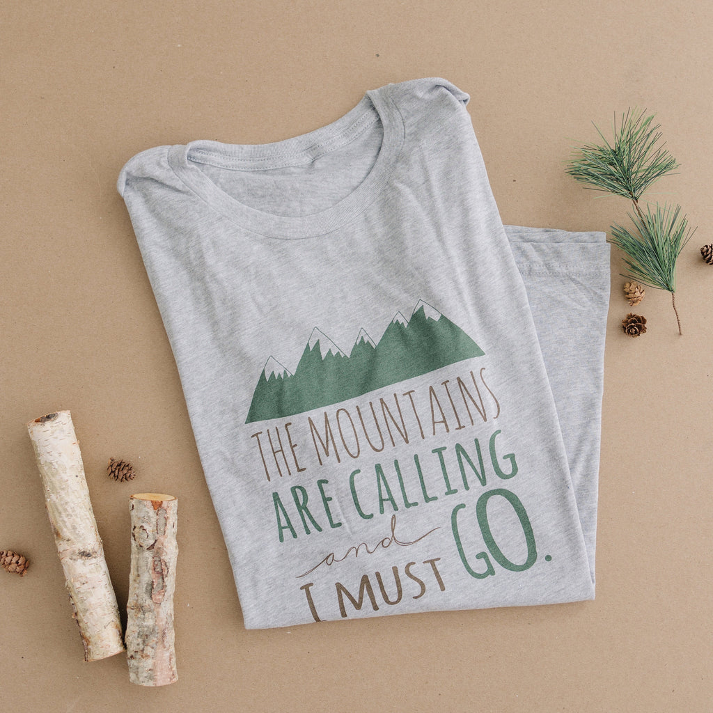 Hiking Tshirt, The Mountains are Calling and I must Go Shirt, camping shirt, graphic tshirt