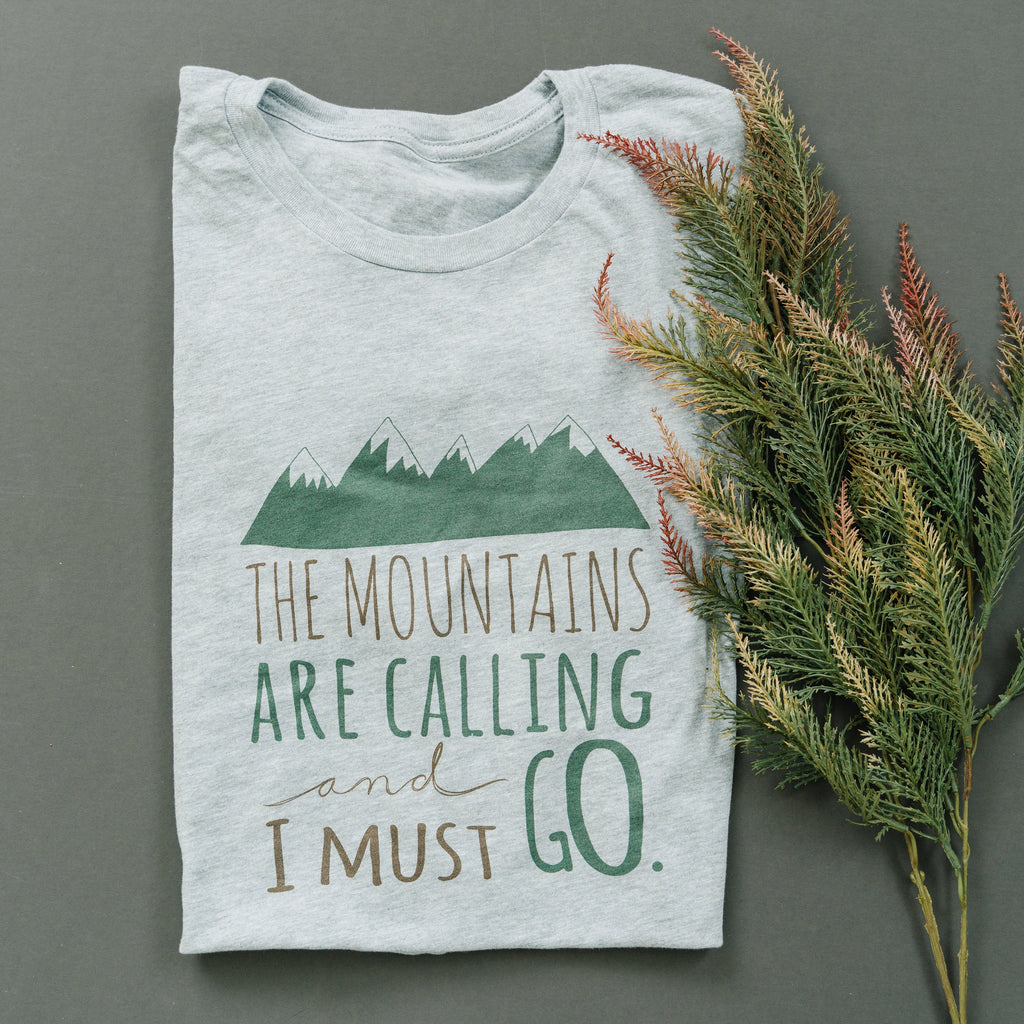 Hiking Tshirt, The Mountains are Calling and I must Go Shirt, camping shirt, graphic tshirt