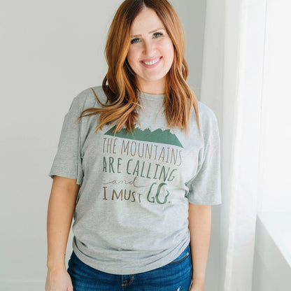 Hiking Tshirt, The Mountains are Calling and I must Go Shirt, camping shirt, graphic tshirt
