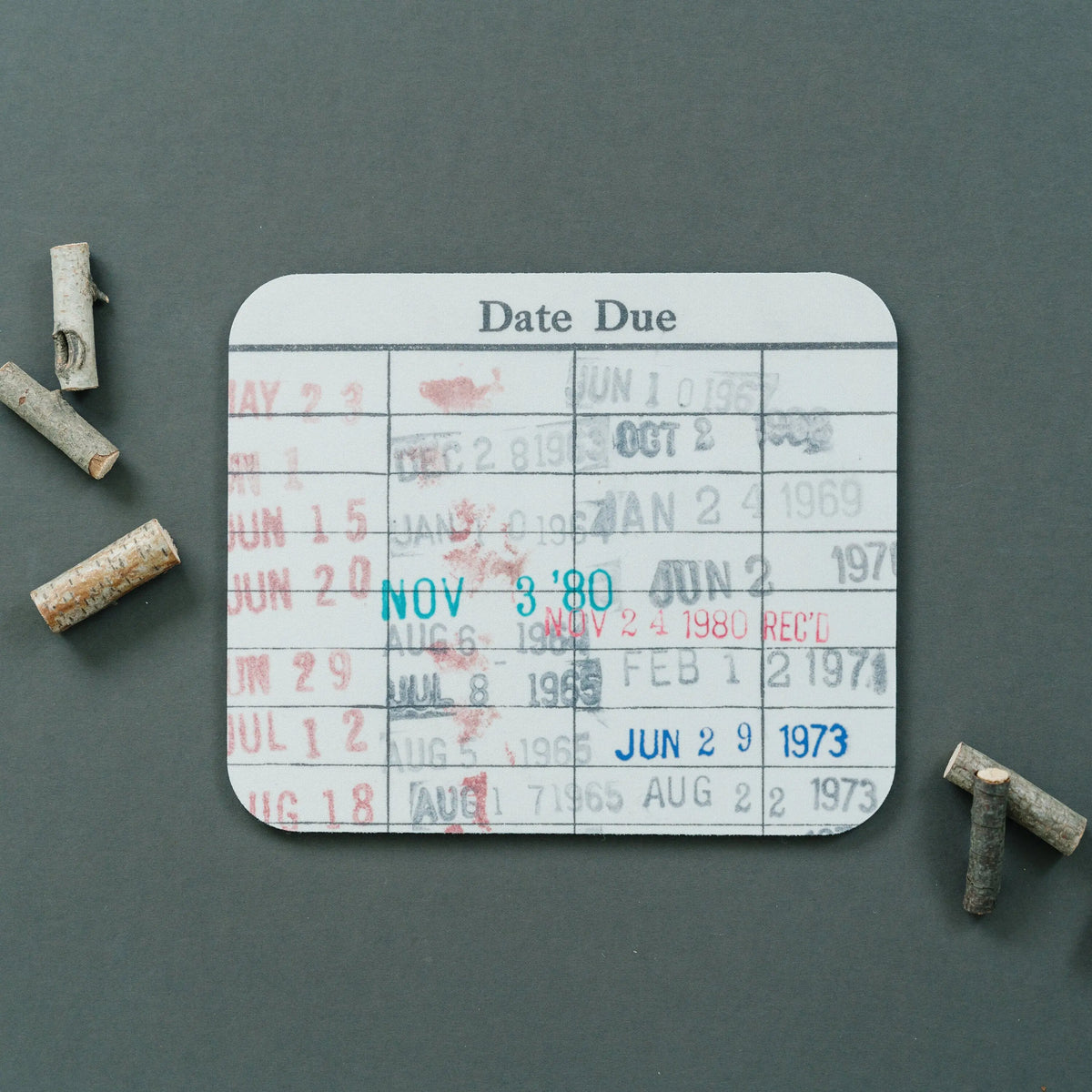 Book Lover Gift - Library Checkout Card Mouse Pad - Computer mousepad gift for readers library vintage due date book card