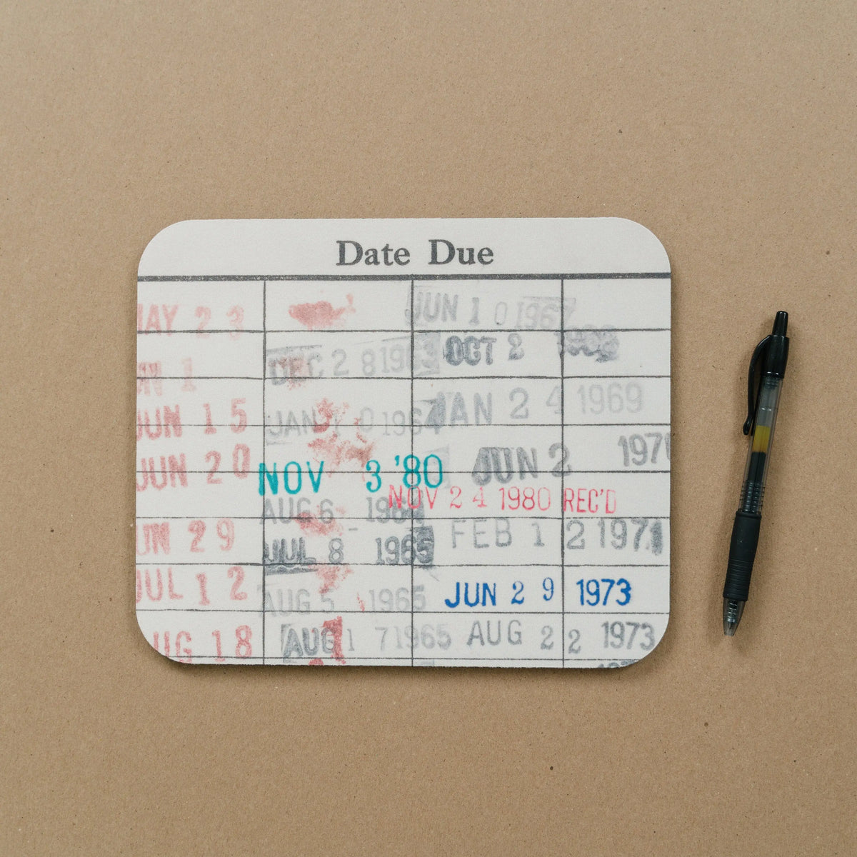 Book Lover Gift - Library Checkout Card Mouse Pad - Computer mousepad gift for readers library vintage due date book card