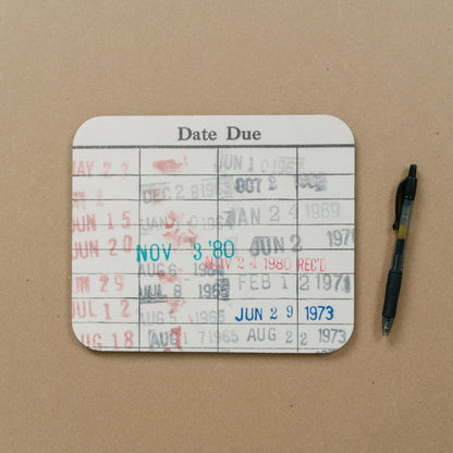 Book Lover Gift - Library Checkout Card Mouse Pad - Computer mousepad gift for readers library vintage due date book card