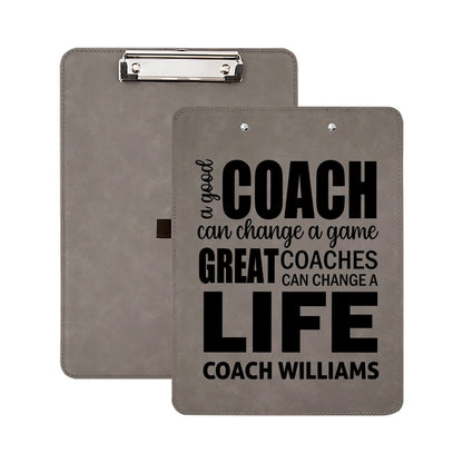 coach gifts, Custom Clipboard for coaches, leather clip board sports team appreciation gift, baseball soccer football basketball baseball