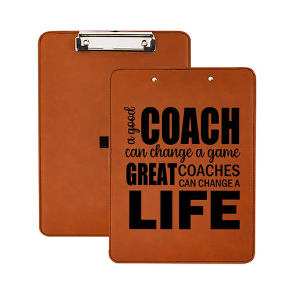 coach gifts, Custom Clipboard for coaches, leather clip board sports team appreciation gift, baseball soccer football basketball baseball