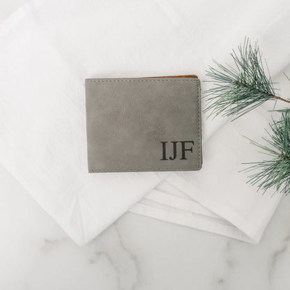 Groomsmen Gifts - Monogram Leather Wallet - Personalized Mens Wallet Gift for Groomsman