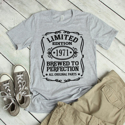 Mens Graphic Tee, Limited Edition Birth Year Gray T-shirt for Men, 50th Birthday Gift for him, husband birthday gift