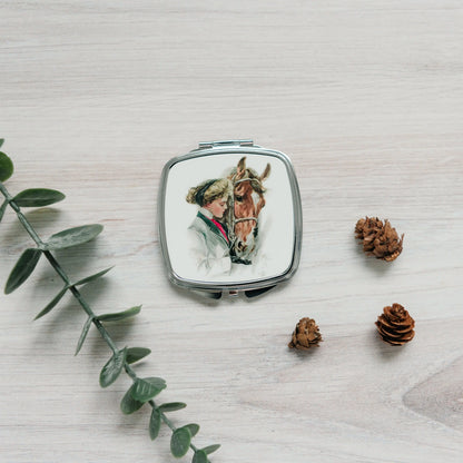 Horse Compact Mirror - Horse Gift - Vintage Horse Illustration - Equestrian Gift