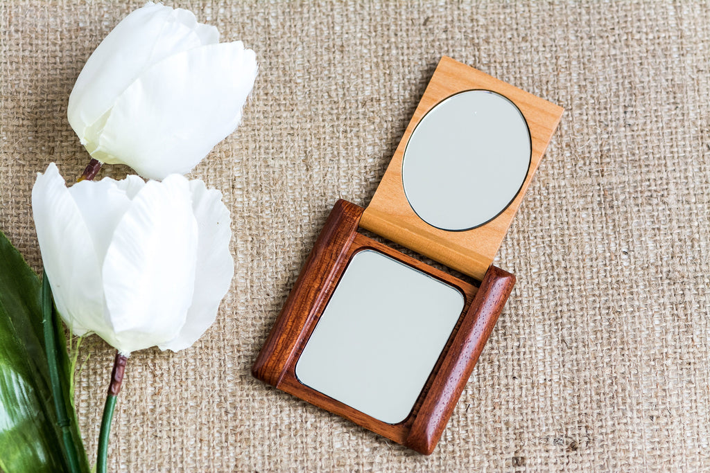 Wood Monogram Pocket Mirror, Bridesmaid Gift, Personalized Wood Compact Mirror, personalized mirror, hand mirror, purse mirror