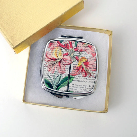 Vintage Floral Compact Mirror - Compact Mirror Gift for Her - Pocket Mirror - Purse Mirror - Pocket Mirror