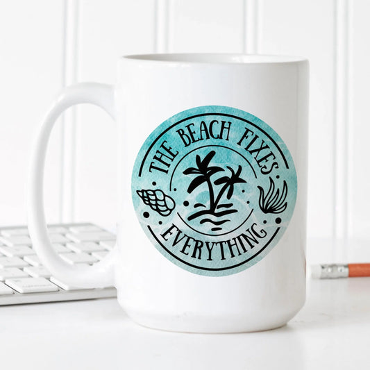 Beach Mug - beach house gift - beach gifts for her - ceramic tea mug - beach decor - gift for her - Ocean Coffee Mug
