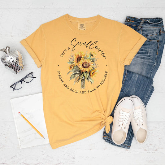 Sunflower Shirt, Comfort Colors Graphic Tshirt for her, Retro Boho Shirt for Women, mental health shirt, sunflower gifts for friend