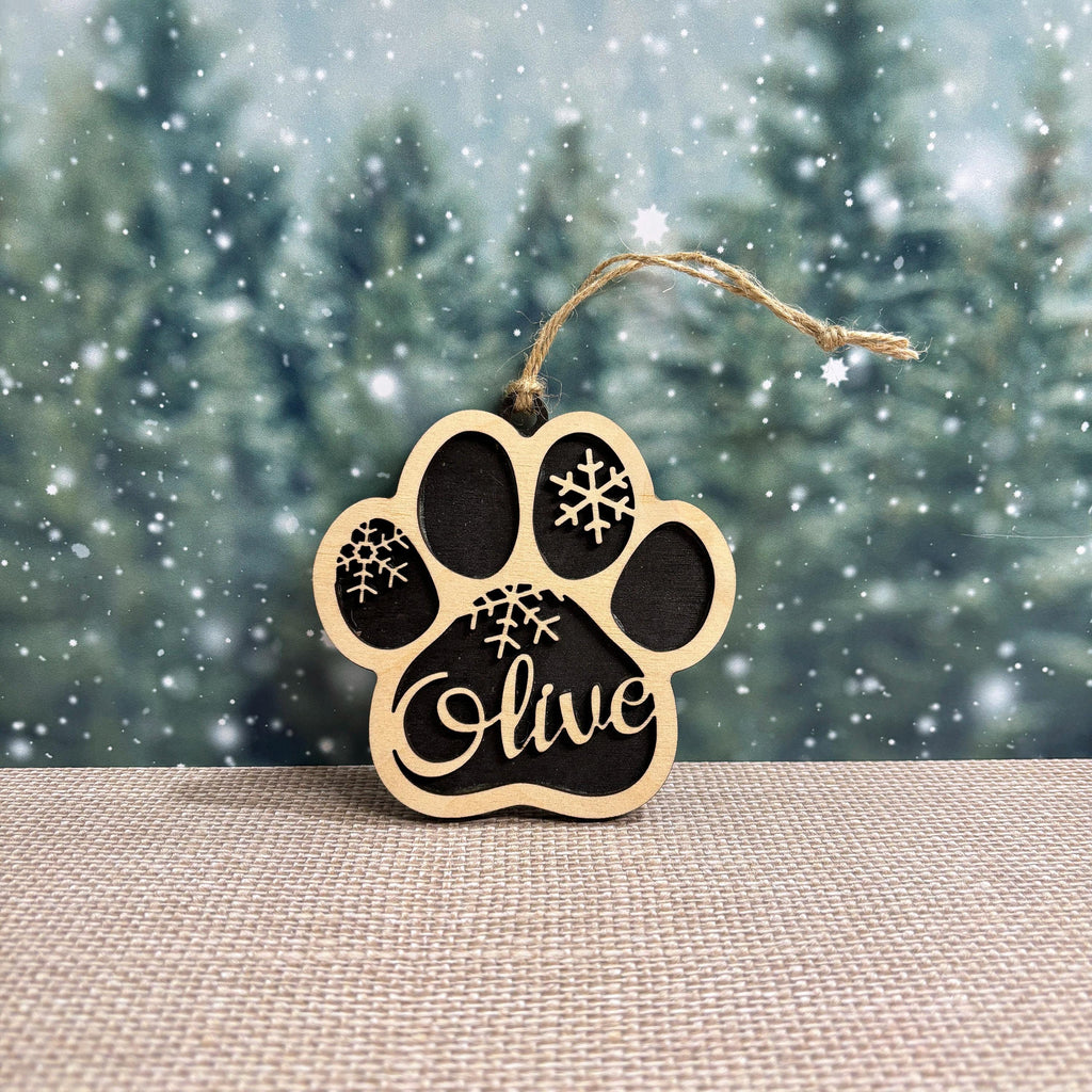 Dog Ornament - Personalized Wood Paw Christmas Ornament - Stocking Stuffer for Dog Mom - custom dog gifts