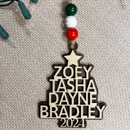 Custom Christmas Ornaments - Personalized Family Name Wood Ornament - Laser Cut Christmas Tree Decoration