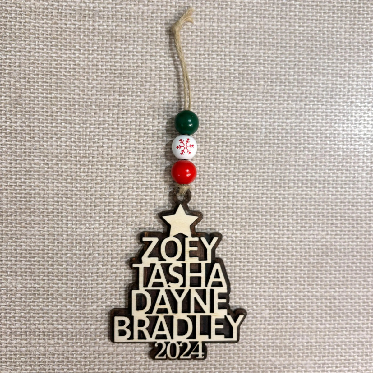 Custom Christmas Ornaments - Personalized Family Name Wood Ornament - Laser Cut Christmas Tree Decoration