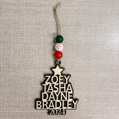 Custom Christmas Ornaments - Personalized Family Name Wood Ornament - Laser Cut Christmas Tree Decoration
