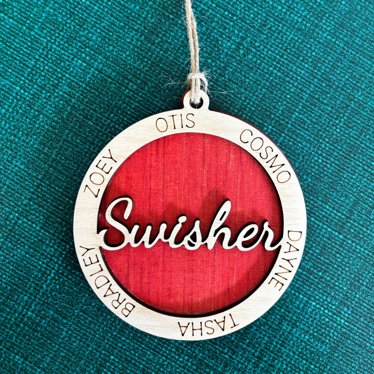 Family Christmas Ornament, Personalized Family Ornament, Wood Laser Cut Engraved Christmas Tree Decoration, Custom Ornament