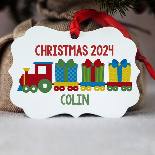 Personalized Train Ornament – Christmas Tree Decor | Kids Holiday Gift