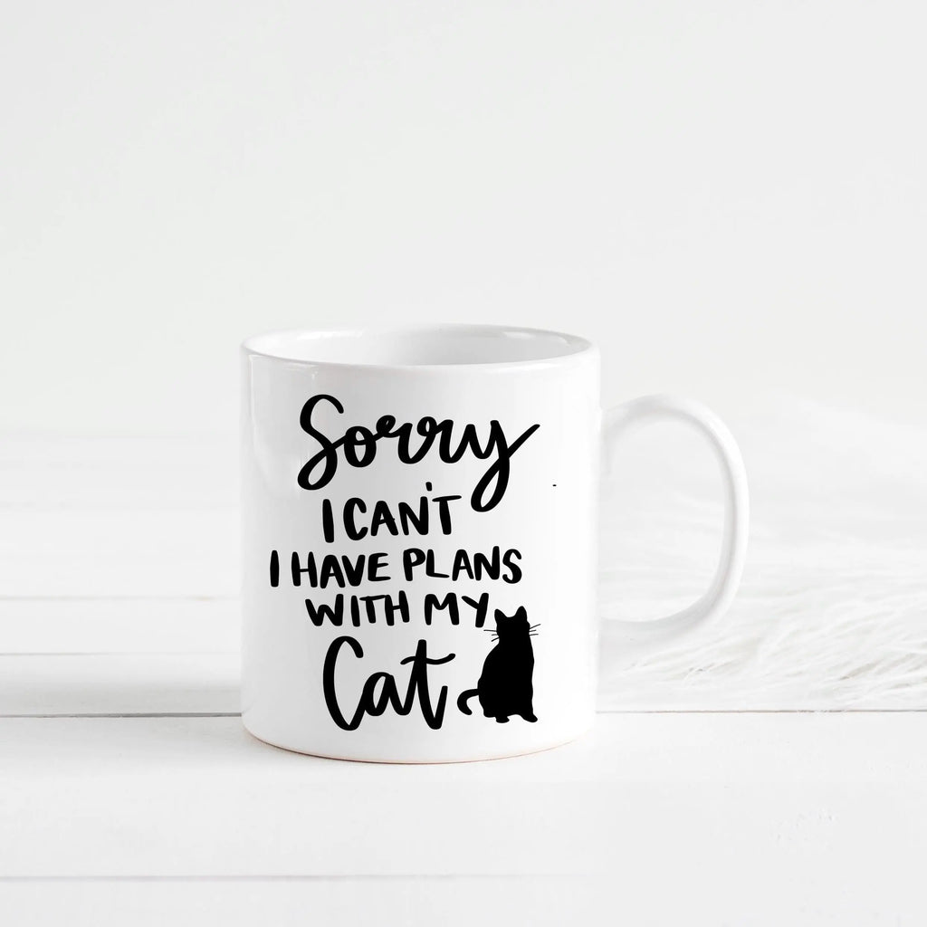 Gifts for Cat Lovers - Sorry, I Can't. I Have Plans With My Cat – Funny Cat Mom Coffee Mug (11 oz or 15 oz)