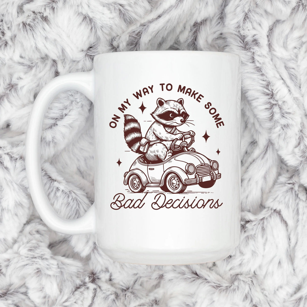 Raccoon Mug On My Way to Make Some Bad Decisions – Funny Raccoon Coffee Mug - Raccoon Driving Humor Gift