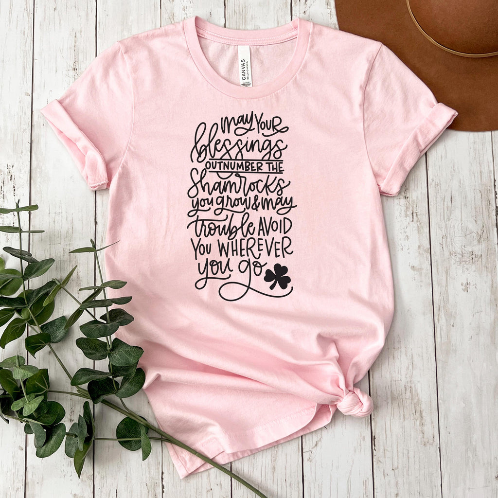 Irish Blessing Shirt, Shamrocks Tee, Ireland Gift for Her, Unisex Bella Canvas T-shirt with Irish Blessing