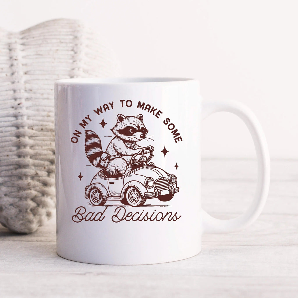 Raccoon Mug On My Way to Make Some Bad Decisions – Funny Raccoon Coffee Mug - Raccoon Driving Humor Gift