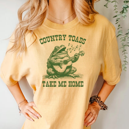 Country Toads Take Me Home Funny Frog Shirt Comfort Colors Graphic Tee Cottagecore Aesthetic Country Music Amphibian Toad Lover Gift