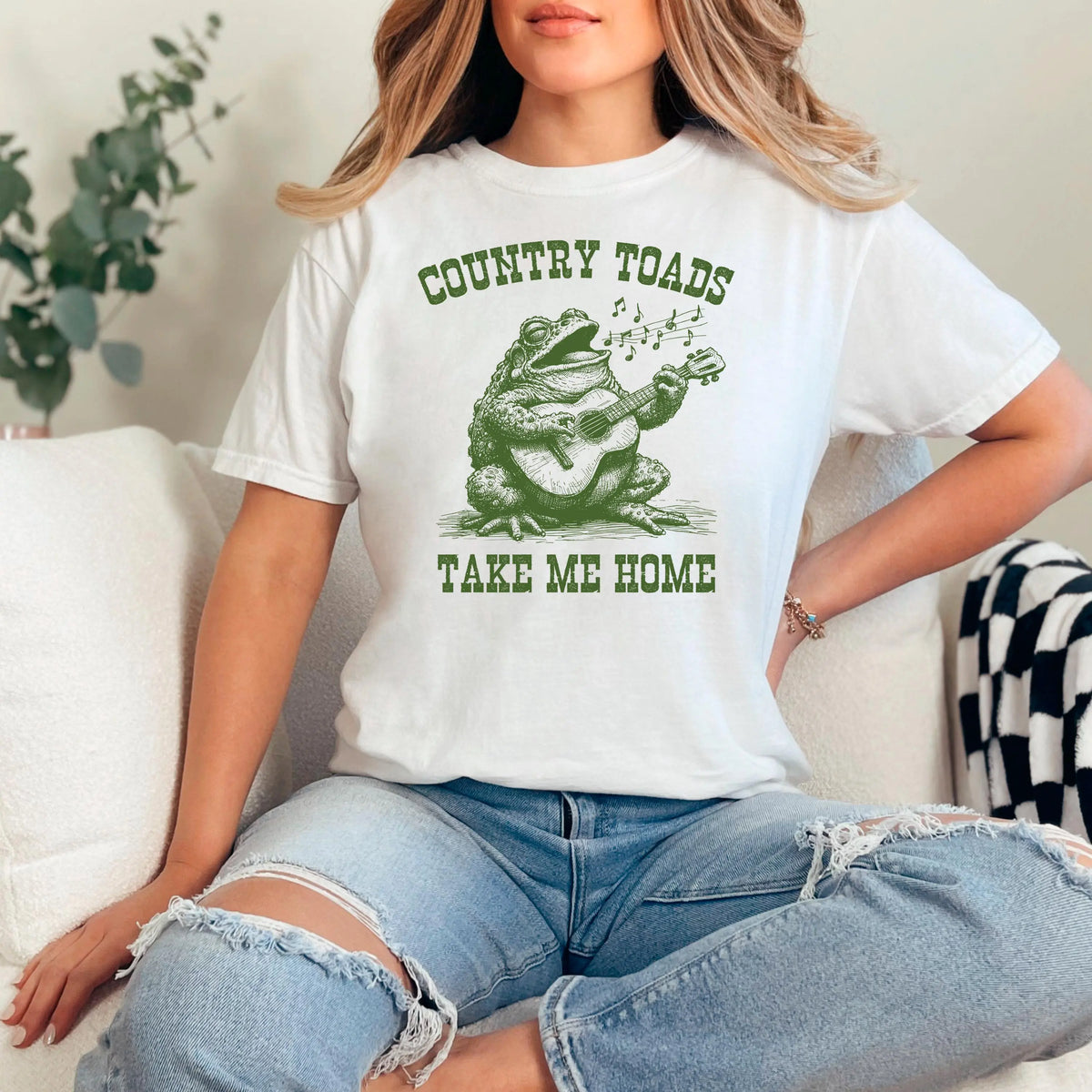 Country Toads Take Me Home Funny Frog Shirt Comfort Colors Graphic Tee Cottagecore Aesthetic Country Music Amphibian Toad Lover Gift