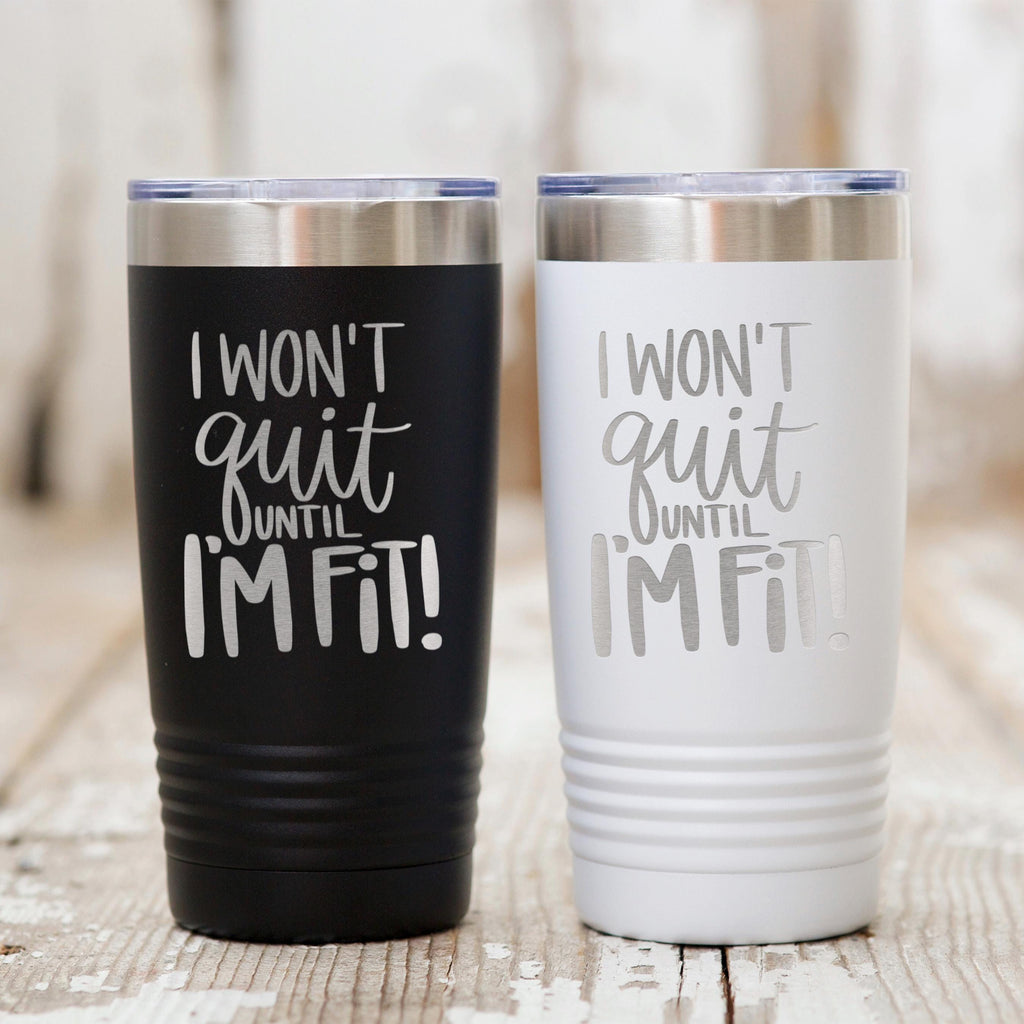 Workout Fitness Tumbler 20 oz engraved stainless steel insulated black tumbler with motivational quote for gym, sports, and active lifestyle