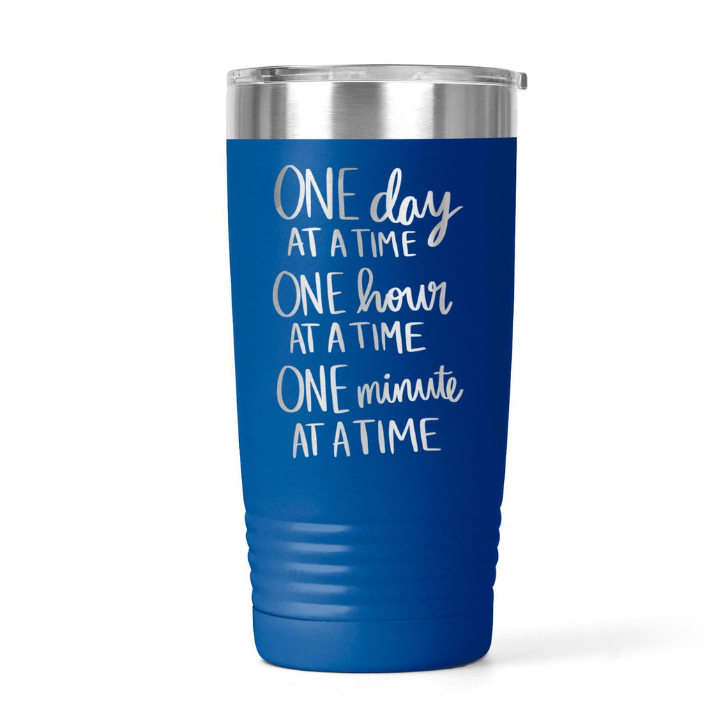 One Day at a Time Inspirational Tumbler 20oz Stainless Steel Motivational Quote Recovery Gift Women's Encouragement Cold Hot Drink Mug