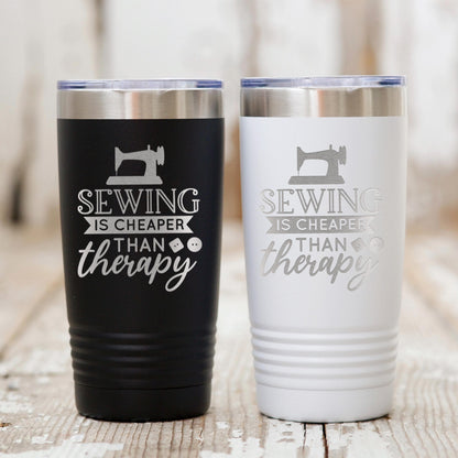 Personalized Sewing Tumbler 20 oz stainless steel insulated drinkware for crafters, hot or cold beverage travel mug, gift for sewists