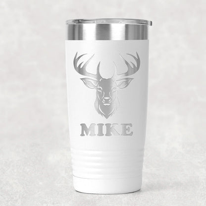 Personalized Deer Hunting Tumbler with Custom Name, Insulated Travel Mug for Outdoor Enthusiasts, Keeps Beverages Hot or Cold